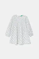Dětské bavlněné šaty United Colors of Benetton bílá barva, midi, 40VFGV028