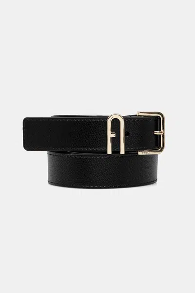 Kožený pásek Furla dámský, černá barva, WC00078.ARE000.O6000