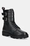 Tommy Hilfiger  Kožené kotníkové boty  TH LTHR BIKER LACEUP