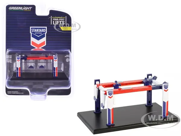 Adjustable Four-Post Lift "Standard Oil" Red White and Blue "Four-Post Lifts" Series 6 1/64 Diecast Model by Greenlight
