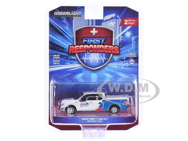 2020 Ford F-150 XLT Pickup Truck "AMR Safety Team" White and Blue "First Responders" Series 2 1/64 Diecast Model Car by Greenlight
