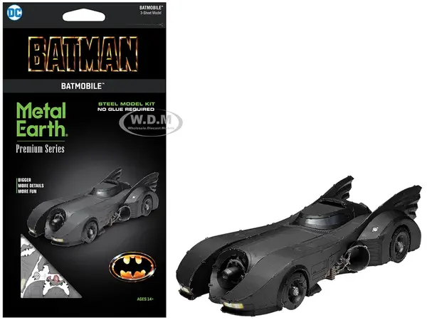 Model Kit 1989 Batmobile Black "Batman" (1989) Movie (Challenging Difficulty) Steel Model by Metal Earth
