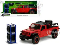 2020 Jeep Gladiator Rubicon Pickup Truck Red with Black Top and Extra Wheels "Just Trucks" Series 1/24 Diecast Model Car by Jada