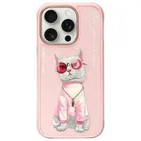 Zadní kryt NIMMY case GLASSES COOL CAT pro Apple iPhone 16 Pro, růžová
