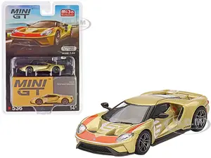 Ford GT 5 "Holman Moody Heritage Edition" Gold Metallic with Red Accents Limited Edition to 1800 pieces Worldwide 1/64 Diecast Model Car by Mini GT
