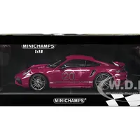 2021 Porsche 911 Turbo S with SportDesign Package 20 Red Violet with Silver Stripes Limited Edition to 504 pieces Worldwide 1/18 Diecast Model Car by