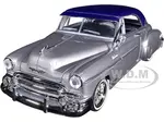 1950 Chevrolet Bel Air Lowrider Silver Metallic with Blue Metallic Top "Get Low" Series 1/24 Diecast Model Car by Motormax