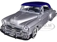 1950 Chevrolet Bel Air Lowrider Silver Metallic with Blue Metallic Top "Get Low" Series 1/24 Diecast Model Car by Motormax