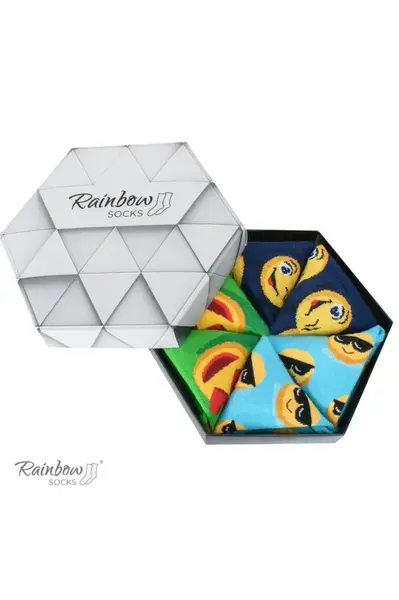 ZOOKSY/RAINBOW SOCKS Duhové Ponožky Emotikony Brainy Smiley Lover 3 Páry
