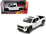 2024 Toyota Tacoma TRD Off-Road Edition Pickup Truck White Metallic with Bed Camper 1/24 Diecast Model Car