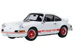Porsche 911 Carrera 2.7 RS "The Circuit Wolf" White with Red Stripes and Wheels with Hood Graphics 1/18 Model Car by Autoart