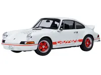 Porsche 911 Carrera 2.7 RS "The Circuit Wolf" White with Red Stripes and Wheels with Hood Graphics 1/18 Model Car by Autoart