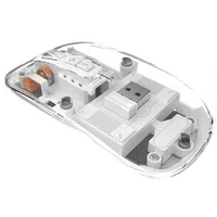 M033 Transparent Wireless Mouse 3 Connection Modes 800/1200/1600 DPI Mute Axis Colorful Breathing Light Effect - White