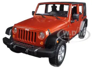 2015 Jeep Wrangler Unlimited Orange with Black Top 1/24 Diecast Model Car by Maisto