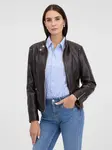 Dark brown women's faux leather jacket ORSAY - Women's