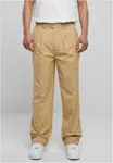 Straight pleated trousers in beige