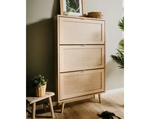 Botník s výklopnými dverami Bali, dub sonoma/výplet%