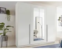 Šatníková skriňa so zrkadlom Cano, 228 cm, biela%
