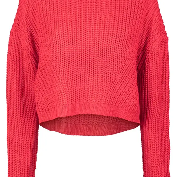 Dámský široký oversize svetr ohnivě červené barvy