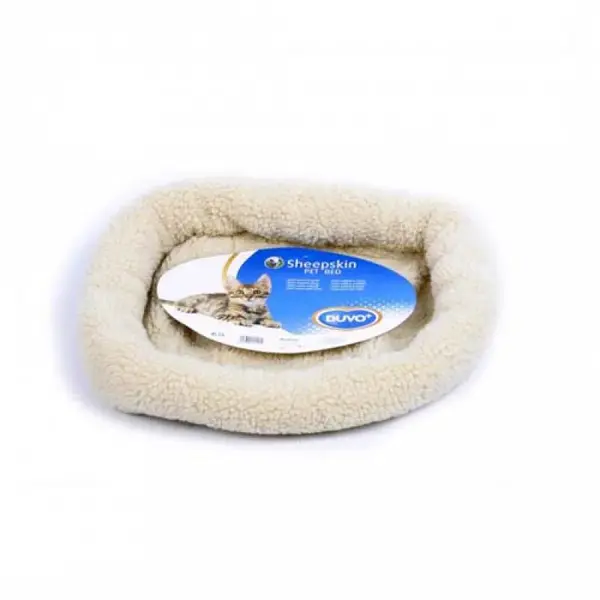 DUVO+ Oválne ležadlo z umelej ovčej kože 50x35cm pre mačky