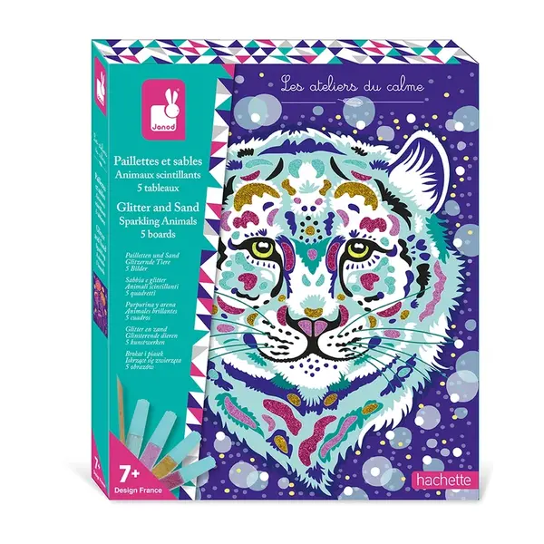 Janod Atelier Maxi Kreatívna sada Trblietavé piesky Zvieratká od 7 rokov