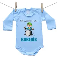 Boodyy Modré body s dlhým rukávom Keď vyrastiem budem bubeník 56 (0-2 mesiace)