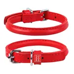 Okrúhly kožený obojok červený, Obvod krku: 39-47cm, šírka obojku: 10mm