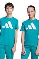 Dětské bavlněné tričko adidas tyrkysová barva, s potiskem, JV9885
