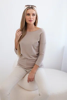 Kesi Dámská blůza s lodičkovým výstřihem béžová