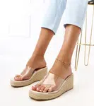 Gemre Transparent wedge espadrille slides Felicity