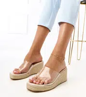Gemre Transparent wedge espadrille slides Felicity
