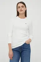 Bavlněné tričko s dlouhým rukávem Lacoste bílá barva