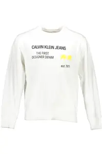 Bílá mikina Calvin Klein bez zipu