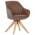 home24 ŽIDLE S PODRUČKAMI, žinylka, vzhled kůže, barvy dubu, koňaková