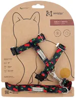 Amiplay Kšíry pro kočku s vodítkem BeHappyCat Cherry | Postroje pro kočky - M
