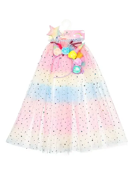 Souza! dětský kostým - plášť jednorožce s čelenkou a hůlkou - 3-4 roky