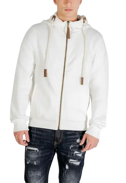 Biela pánska mikina s kapucňou