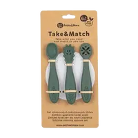 PETITE&MARS Set silikonových tréninkových lžiček Take&Match Misty Green 6m+ 3 ks