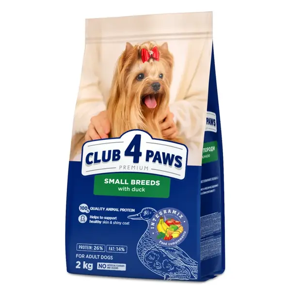 CLUB 4 PAWS Premium pre dospelých psov malých plemien s kačacim mäsom 2 kg (4637)