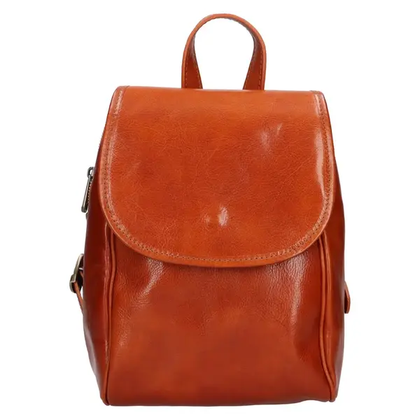 Menší kožený dámsky batoh Italia Melas – koňak