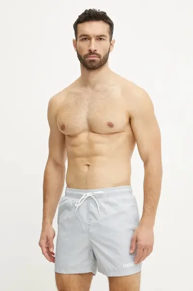 Plavkové šortky HUGO HAITI šedá farba
