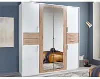 Šatní skříň Vegas, 180 cm, bílá/dub artisan