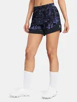 Čierno-fialové dámske vzorované športové kraťasy Under Armour UA W's Ch. Pre