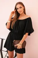 Kesi Dámsky bavlnený overal bez rukávov s viazaním v páse ecru