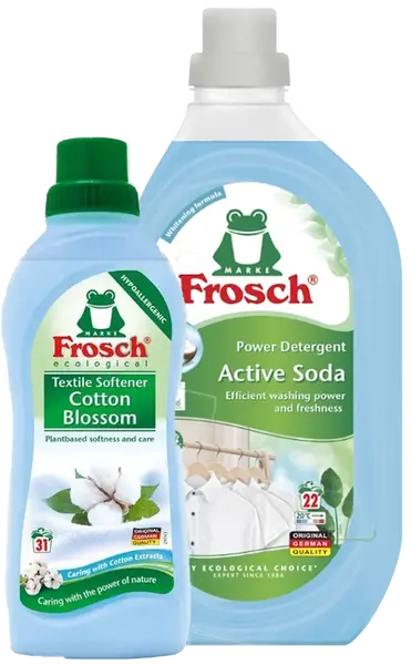 FROSCH Prací gél s aktívnou sódou 1500 ml + Aviváž Kvet bavlny 750 ml