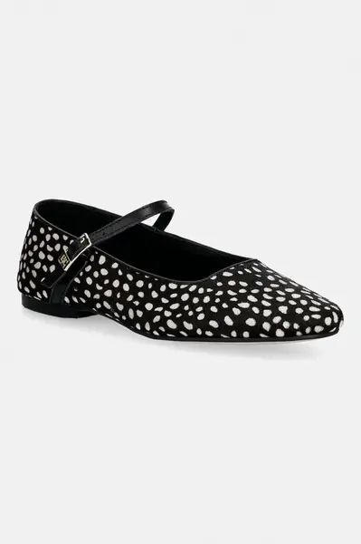 Kožené balerínky Tommy Hilfiger TH BUCKLE CALF HAIR BALLERINAS