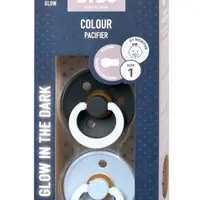 BIBS Colour Noční dudlíky z přírodního kaučuku - velikost 1, Iron/Baby Blue 2 ks
