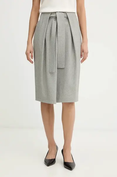 Sukně s příměsí vlny BOSS Vakava