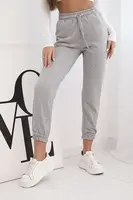 Kesi Dámské bavlněné kalhoty s gumou v pase šedé