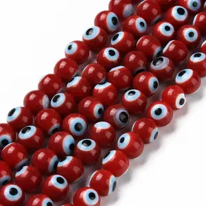 Handmade Evil Eye Lampwork Round Bead Strands
